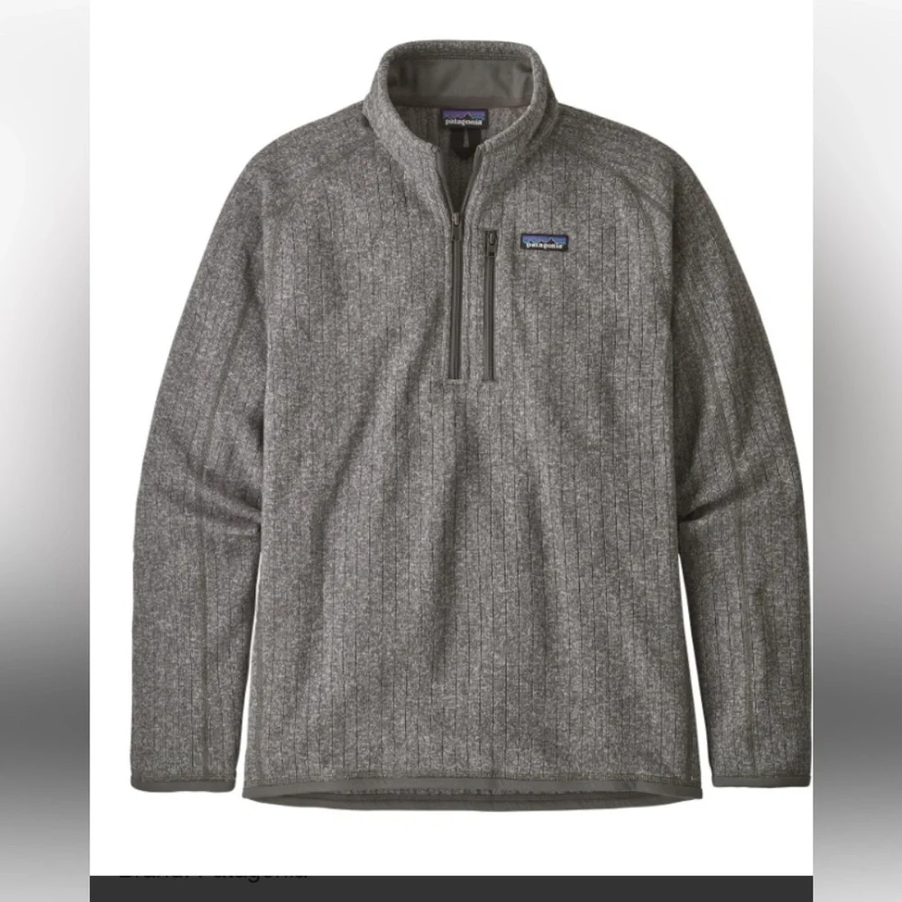 Patagonia Heathered Gray Ribbed Better Sweater 1/4 Zip Fleece Pullover Size S 44